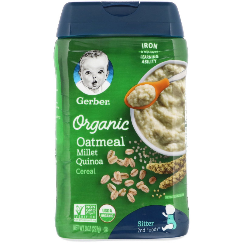 Gerber, Organic Oatmeal Cereal, Sitter, Millet Quinoa, 8 oz (227 g)