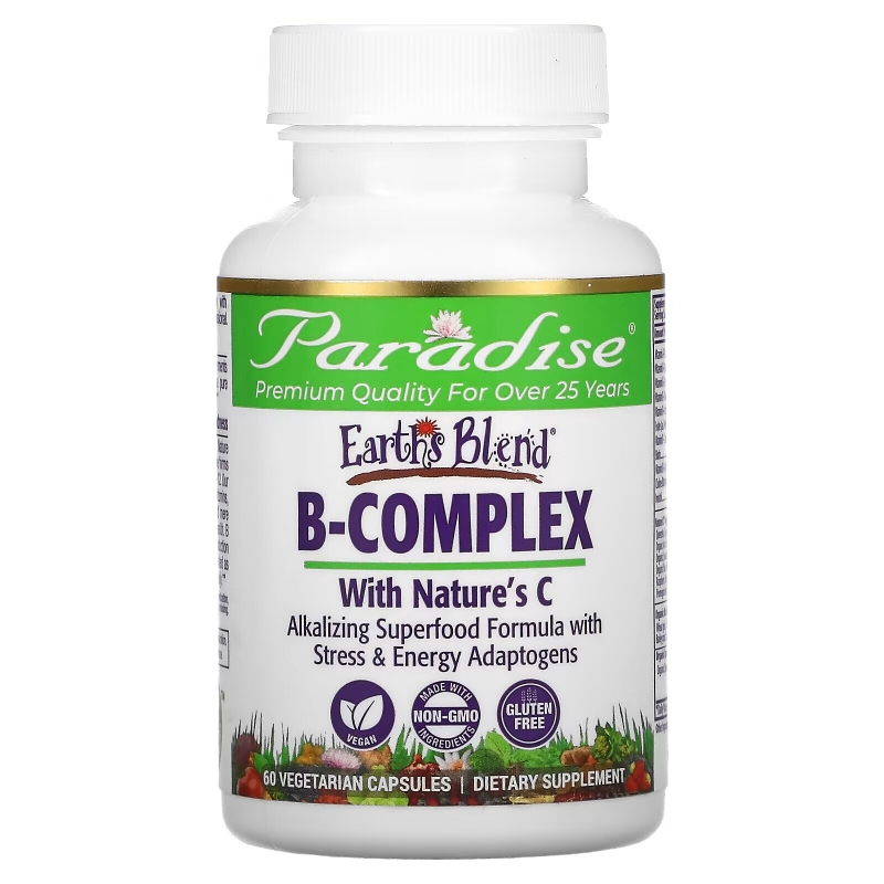 Paradise Herbs, Earth's Blend, B-Complex with Nature's C, 60 Vegetarian Capsules