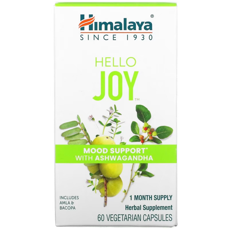 Himalaya, Hello Joy, Mood Support With Ashwagandha, 60 Vegetarian Capsules