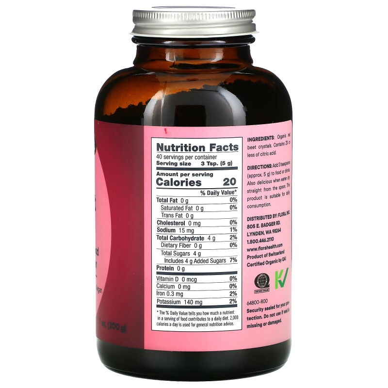 Flora, Organic Red Beet Crystals, 7 oz (200 g)