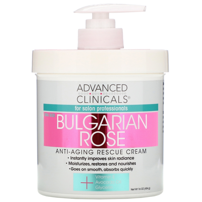 Advanced Clinicals, Anti-Aging Rescue Cream, Bulgarian Rose, 16 oz (454 g)