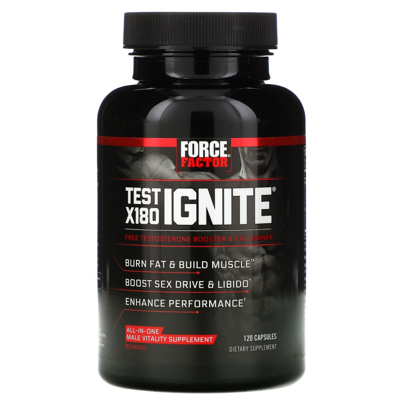 Force Factor, Test X180 Ignite, Free Testosterone Booster & Fat Burner, 120 Capsules