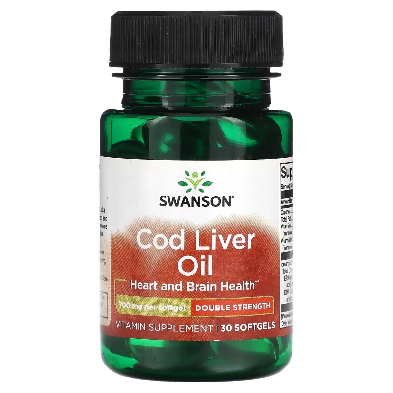 Swanson, Cod Liver Oil, Double Strength, 700 mg, 30 Softgels