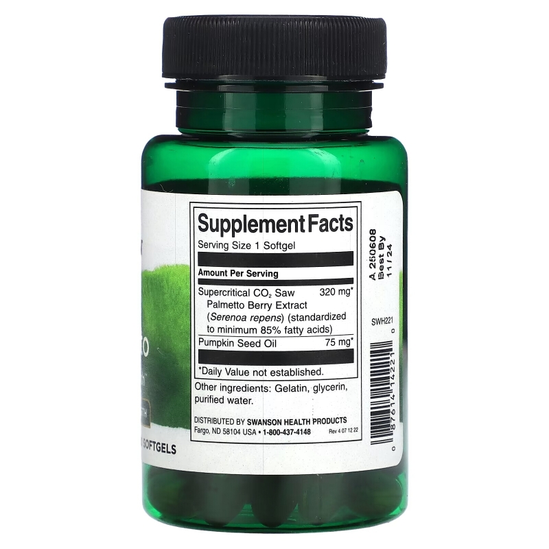 Swanson, Saw Palmetto, Maximum Strength, 60 Softgels