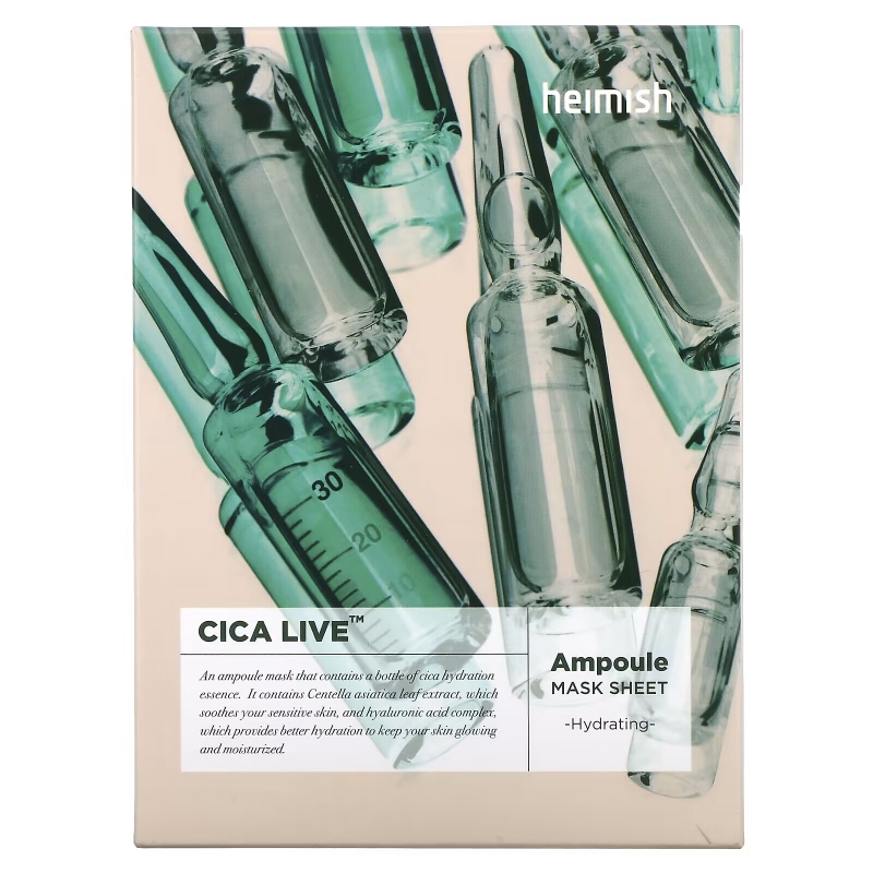 Heimish, Cica Live, Ampoule Beauty Mask Sheet, 5 Sheets, 30 ml Each