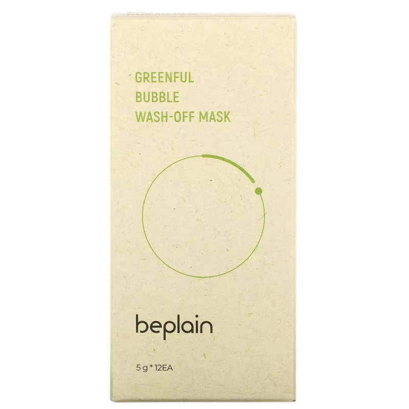 Beplain, Greenful Bubble Wash-Off Beauty Mask, 12 Pack, 5 g Each