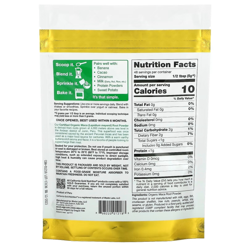 California Gold Nutrition, Суперпродукты, органический порошок маки, 8,5 унц. (240 г)