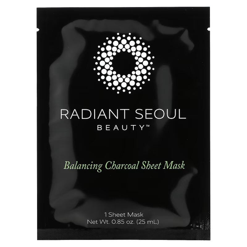 Radiant Seoul, Balancing Charcoal Beauty Sheet Masks, 5 Sheet Masks, 0.85 oz (25 ml) Each